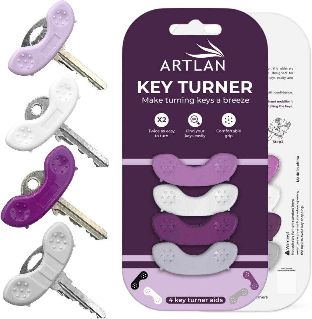 Keywing Key Turner Aids 4-Pack - Ergonomic Key Holder for Arthritis, Elderly, and Weak Hands | Easy Grip | Mobility Aids for Yale-Style Keys