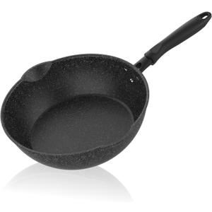 Sunhouse  11 Inch / 28 cm Non-Stick Deep Frying Pan with Double Pour Spouts, 5-Layer Whitford Non-Stick Coating, PFOA-FREE, Stay-Cool Handle, Induction Compatible with All Cooktops (Black)