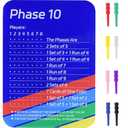 NEBYWOLD Upgrade Phase 10 Scoreboard, 2026 New Acrylic Scoreboard for Phase 10 Card Game with 8 Colored Cribbage Pegs Fun Table Board Card Game Accessories for Party Family Game Night