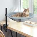Cat Desk Bed - 360 Rotating & Height Adjustable Cat Hammock Perch, Sturdy Cats Bed for Desk with Removable Washable Cover, Supports Up to 60lbs, Perfect for Indoor Cats (Gray)