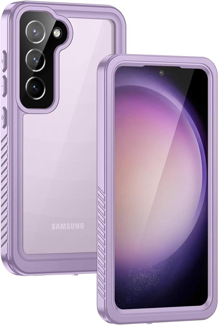 Lanhiem for Samsung Galaxy S23 Case (Not for S23 Plus), IP68 Waterproof Dustproof Case with Built-in Screen Protector, Heavy Duty Full Body Protective Cover for Galaxy S23 5G 6.1 Inch, Purple