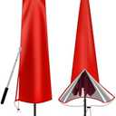 OKPOW Patio Umbrella Cover for 9ft to 12ft Outdoor Umbrellas - 420D Waterproof Garden Market Umbrella Cover Outside Parasol Covers with Zipper for Deck Pool Beach Umbrellas, Red