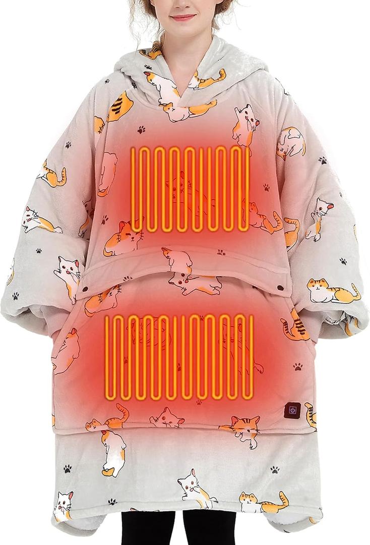 KFUBUO Heated Electric Wearable Blanket Throw Battery Operated Portable USB Cordless Outdoor Hoodie Sweatshirt