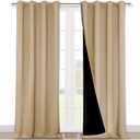 NICETOWN Thermal Insulated 100% Blackout Curtains, Sound Reducing Drapes with Black Backing, Full Light Blocking Panels for Patio Sliding Door (Biscotti Beige, 1 Pair, 52 inches x 108 inches) (52"W x 108"L (Pack of 2))