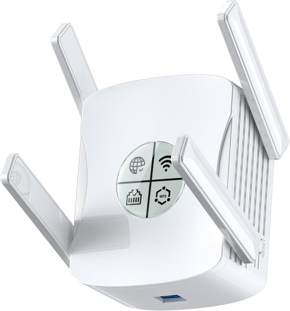 2026 WiFi 6 Range Extender, WiFi Extender Signal Booster with Gigabit Ethernet Port, Dual Band 2.4G&5.8G Internet Repeater Covers up to 12,000 sp.ft, Faster Speed and Wider Cover, Easy Setup