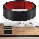 1 Pack 4 x 240 Inch Stainless Steel Kick Plate for Protection Decoration DIY Self Adhesive Metal Kick Plates for Interior or Exterior Wall Kitchen Cupboard Dishwasher(Black)