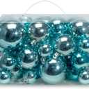 AMS 40ct Christmas Ball Plated Ornaments Tree Collection for Holiday Wedding Party Decoration (40ct Brilliance, Light Blue)
