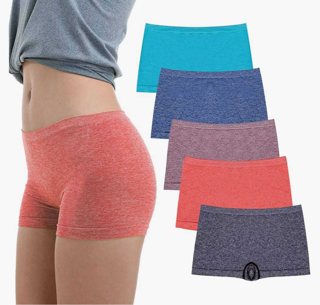 R RUXIA Women's Boyshort Panties Seamless Nylon Underwear Stretch Boxer Briefs 4 Pack S