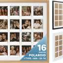Tapeera Wood Multi Picture Frame Collage Wall Decor For Polaroid i-Type 600 Film -16 Openings Large Photo Collage Frame For Wall Mini Picture Wall Frame - Not Compatible with Fujifilm Instax Mini Film