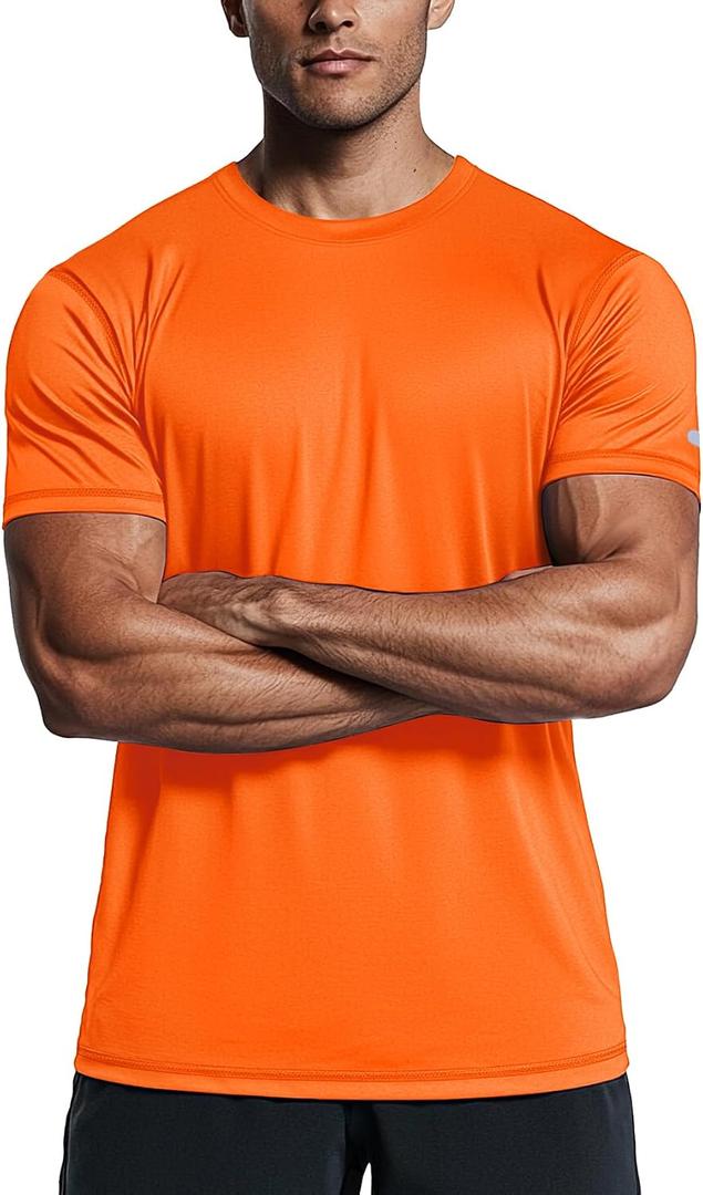 Zengjo Athletic Shirts for Men Short Sleeve Quick Dry Workout Running Gym Sport Exercise Tee Moisture Wicking (M)