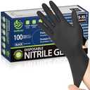 SWIFTLITE Black Nitrile Gloves, Food Safe Disposable Gloves Latex Free, Rubber Gloves Powder Free for Cooking, Kitchen Cleaning (100, Medium)