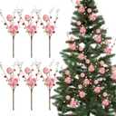 Yinkin 6 Pcs Peppermint Candy Cane Pick Spray Ornament 13 Inches Red Green White Stripe Lollipop Sprays Floral Berry Christmas Picks and Sprays for Christmas Tree Wreath Decoration Home Party Craft
