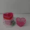 Zcaukya 6 Packs Valentines' Day Baskets, 7.1" x 7.9" x 4.3" Small Plastic Heart Shaped Basket with Handles, Heart Hollowed Baskets Holders for Romantic Party Wedding Part Decor