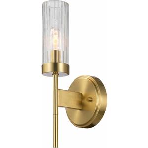 GLOBE Electric 1-Light Wall Sconce, Matte Brass, Ribbed Clear Glass Shade, E12 Candelabra, Dimmable, 65000103