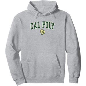 Cal Poly Mustangs Arch Over Logo Officially Licensed Pullover Hoodie (Small, Black)