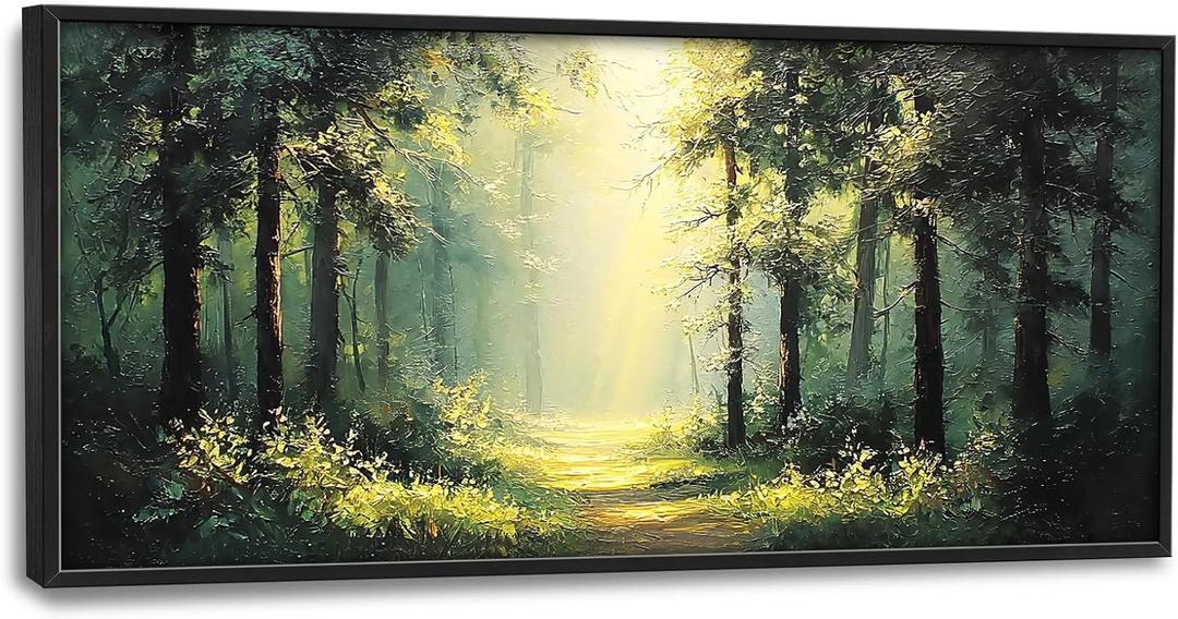 Large Green Forest Wall Art for Living Room Tree Pictures Sunshine Big Wall Decor Nature Landscape Canvas Print Oil Painting Home Framed Artwork Decoration Gifts for Bedroom Office 30"x60"