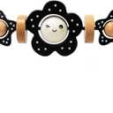 TinlyFinly Baby Bouncer Toy Bar Wooden Compatible with Baby Bjorn Bouncers, Bouncer Toy Attachment Tight and Secure Fit, So Fun to Watch, Touch and Spin for Babies All Ages (Black and White Flower)