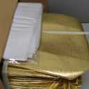 Sweetude 50 Pcs Reusable Gift Bags with Handles Grocery Gift Bags with Tissue Paper Glitter Shopping Bags for Present Birthday Wedding Party (Gold, 8 x 4 x 10 Inch)