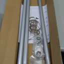 L Shaped Shower Curtain Corner Rod Bathroom Bathtub Corner Shower Curtain Rod for Big Size 27.55"x 63" Silver With 12 Hooks (Silver-27.55"x 63")