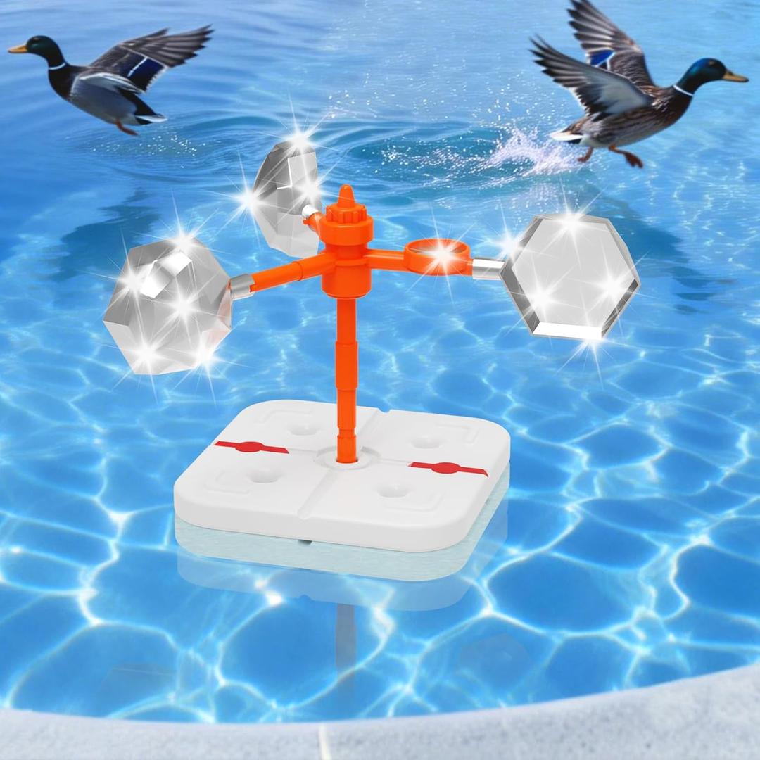 Pool Bird Deterrent Device, Floating Reflective Bird Deterrent Windmill, Keep Birds/Ducks/Heron/Pigeons/Goose/Woodpecker/Crow/Sparrow Away, Widly Used for Boats House Roofs Gardens,Pool,Backyard (Silvery)