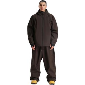 GSOU SNOW Women Ski Jacket and Pants Set Men Snowboard Jacket Baggy Snow Suit Waterproof Windproof Insulation Ski suit (Large, Dark Coffee-1)