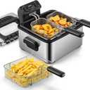 Reemix 4.5L Electric Deep Fryer with 3 Stainless Steel Baskets
1700W, 2 x 2-Qt and 1 x 4-Qt Baskets, Viewing Window, Adjustable Timer and Temperature up to 400°F, Breakaway Cord