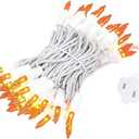 Novelty Lights 11 Feet 50 Bulb Incandescent Mini Light String, Amber with 2.5-Inch Spacing on White Wire, UL Listed Commercial Grade Indoor/Outdoor Mini Lights, Connectable End-to-End
