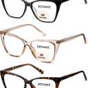 Bifocal Reading Glasses Women Cat Eye Oversized Blue Light Blocking Computer Readers Designer Clear Top Eyewear PT2001