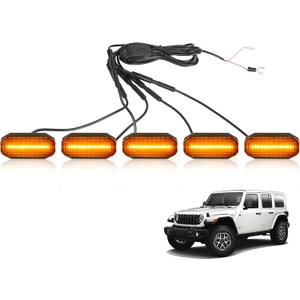 Maiker Amber LED Grille Lights Compatible with 2024-2025 Jeep Wrangler JL JLU & Gladiator JT Original Factory Grille, 5PCS Front Grille Marker Lights