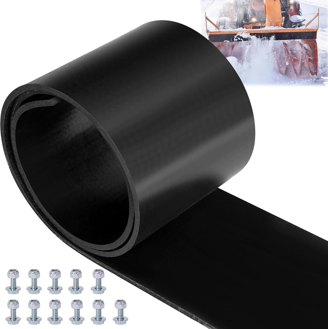 RunNico Universal Snow Plow Blade Flap - 72x 8x 1/4 Rubber Snow Deflector with 11 Sets Mounting Hardware - Snowplow Rubber Plow Deflector Attachments,Suitable for 48-72 Blades