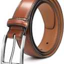 Mens Genuine Leather Dress Belt Classic Casual Belt with Single Prong Buckle for Jeans Pants Work and Business