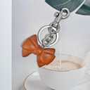 Bag Charm Cute Bow Tie Styled Bread Keychain Purse Charms for Women,Bag Charms for Handbags Fashion Keychain Gift (Brown)