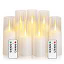 kakoya Flameless LED Candles Upgraded Realistic Flickering Flame,7Pcs Battery Operated Candles with Remote Timers,LED Pillar Candles for Home Decor,Christmas,and Parties（White）