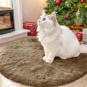 OLANLY Taupe Round Rugs for Bedroom - Machine Washable, 2 ft Circle Area Rugs for Living Room, Soft and Fluffy Shaggy Carpet for Teen Girl and Boys, Nursery Rooms, Dorms, Home Decor Aesthetic