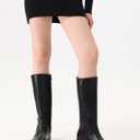 Shoe'N Tale Women's Knee High Boots Block Low Heel Square Toe with Side Zipper Fall and Winter Fashion Comfortable Boots (8, Black)