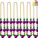 JOYIN 6 Pcs Mardi Gras Jumbo Bead Necklaces, 44'' Gold Green Purple Necklaces Beads for Mardi Gras Parade Decorations Party Favors Supplies, Costume Outfit Accessories