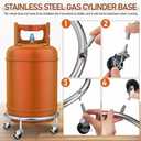 Movable Propane Tank Holder 20Lb Cylinder Stand with Brake Wheels Gas Cylinder Base Plate Cart for Easy Transport and Stable Support