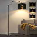 Dimmable Floor Lamp, Arc Floor Lamp for Living Room, Arched Tall Modern Standing Lamp with Adjustable Star Shade, Black Mid Century Light Tall Pole Lamp for Bedrooms,Office, 9W LED Bulb Included