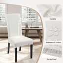 SearchI Waterproof PU Leather Dining Chair Covers Set of 6, Stretch Oilproof Parsons Chair Slipcovers Removable Washable Kitchen Chair Protector for Dining Room (Cream)