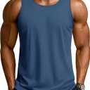 TACVASEN Men's Workout Tank Tops Sleeveless UPF 50+ Summer Sun Shirts Quick Dry for Running Swim Gym Beach (Blue, M)