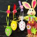 Garma 36 PCS Easter Hanging Plastic Eggs Decorations Colorful Eggs Painted Ornaments with Bow, Easter Tree Ornaments Decor for DIY Crafts Party Favor Home Decor Pascua Exchange Gifts