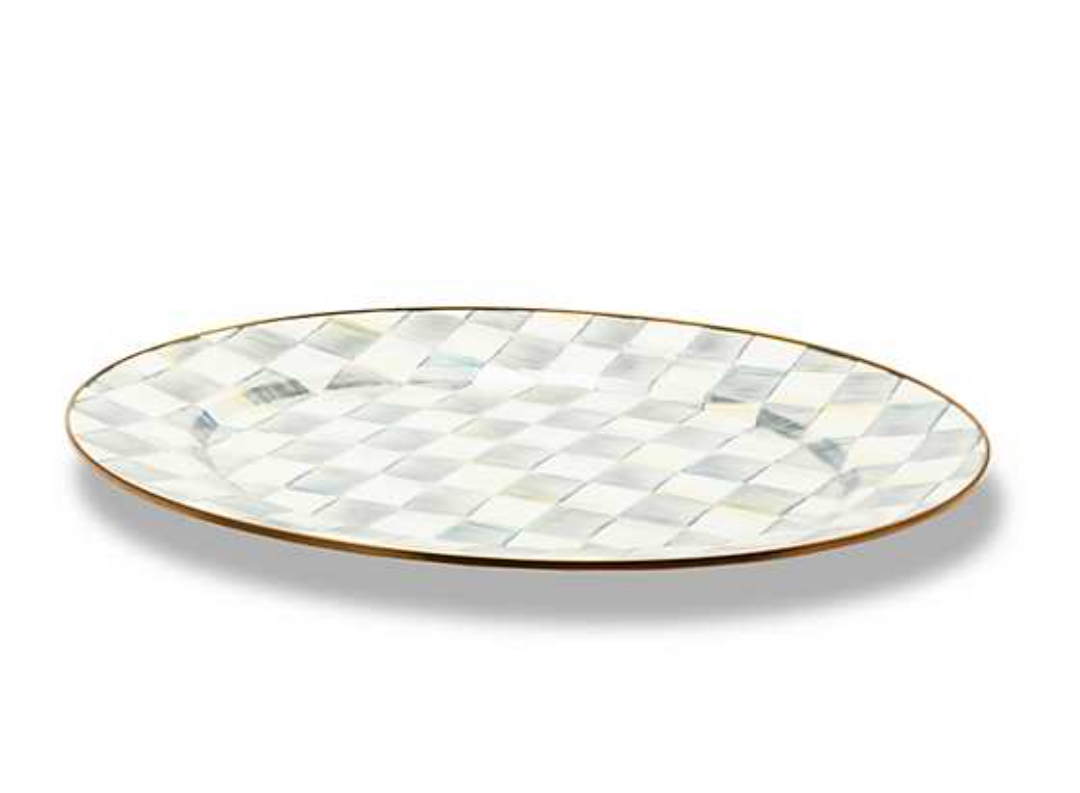 Check Enamel Oval Platter Large