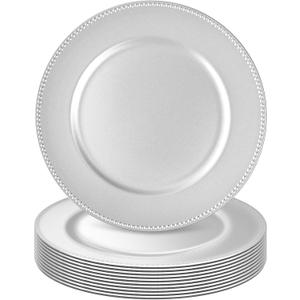 10Pcs Silver Charger Plates Bulk Wedding - 13" Premium Silver Chargers for Dinner Plates, Decorative Charger Plates for Events & Parties