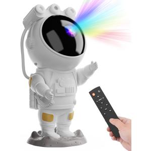 Astronaut Star Projector Galaxy Night Light, Space Projector, Starry Nebula Ceiling LED Lamp, with Timer and Remote Control, Kids Room Decor Aesthetic, for Christmas, Birthdays, Valentine's Day (B55, White)