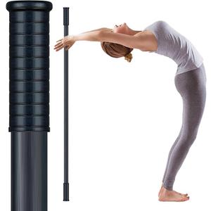 5ft Yoga Stick from Natural Bamboo with Non-Slip Handle-Stretching Stick for Mobility, Flexibility,Exercise,Workout, Physical Therapy,Pilates,Balance Fitness-Access Online Video Guide Without Any Info (Black Ends5ft)
