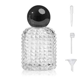 Yerpkefey 50ml/1.7 Oz Glass Spray Bottle Perfume Atomizer,Vintage Glass Perfume Travel Refillable Spray Bottle Empty with 3 Kinds of Dispenser (Black)