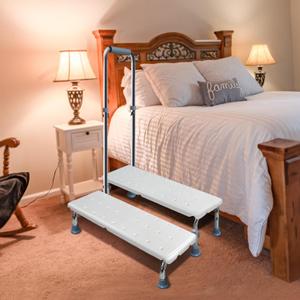 Aliseniors Extra Long Step Stool with Handle, Heavy-Duty Non-Skid Platform, Bed Steps for High Beds for Adults and Seniors, Foot Step Stool for Kitchen, Supports up to 400 lbs