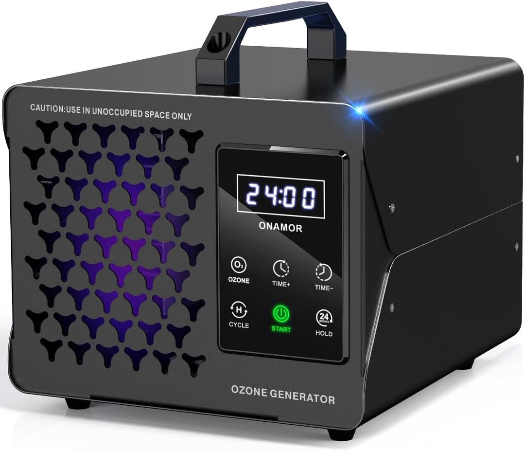 ONAMOR Digital Ozone Generator Odor Eliminator 99,000mg, High Capacity Ozone Machine Odor Removal Up to 8,000 Sq.Ft, Ozone Odor Eliminator, Ionizer Ozonator for Home, Car, Smoke, Pet Room (Black)