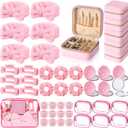 48 Pcs Spa Party Favors Sleepover Slumber Party Velvet Jewelry Box Headband Scrunchies Hair Clip Travel Jewelry Box Organizer Mirror for Women Bridesmaid Bachelor