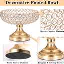 OwnMy Gold Crystal Fruit Bowl for Kitchen Counter, 10 Inch Large Decorative Bowl for Table Centerpieces, Crystal Candy Dish for Office Desk Home Decors, Metal Pedestal Bowl for Entryway Table